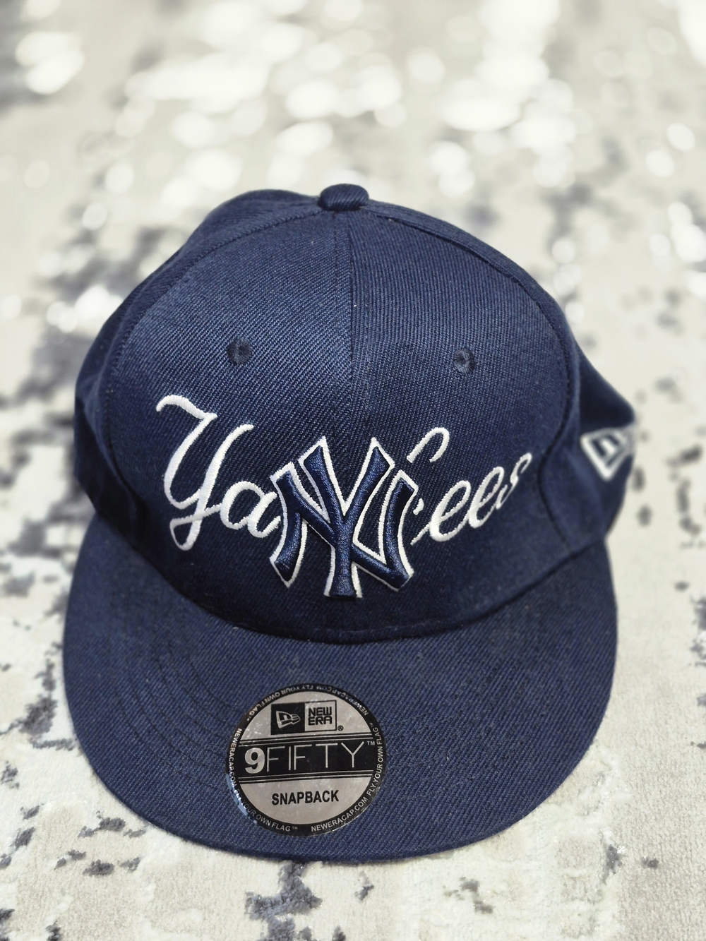 NEW ERA NEW YORK YANKEES OVERLAP NAVY BLUE MLB FITTED CAP HAT 59FIFTY  AUTHENTIC